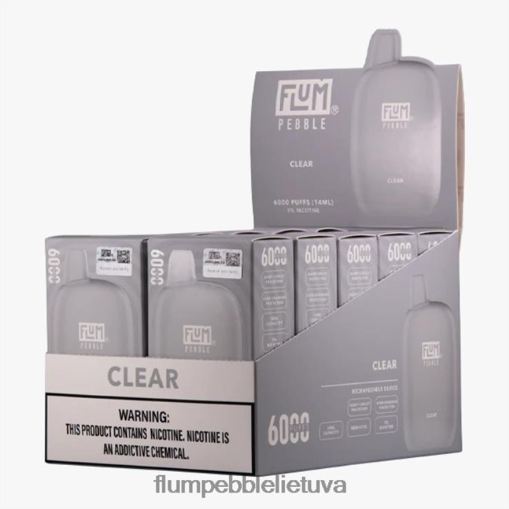 FLUM PEBBLES 6000 išpūtimų 10 pakelių aišku D24TT223 Flum Pebble Vape Lietuva