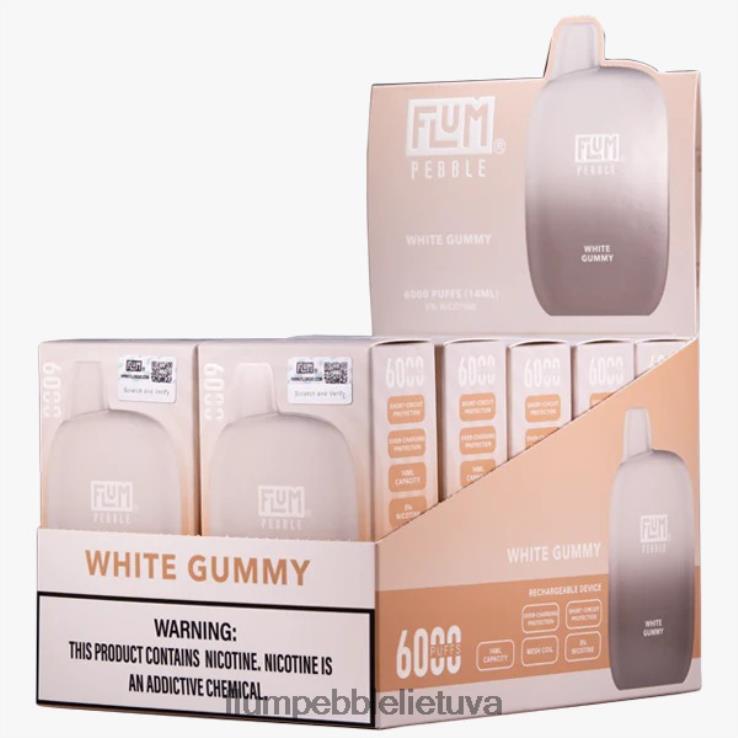FLUM PEBBLES 6000 išpūtimų 10 pakelių balta guma D24TT288 Flum Float Flavors