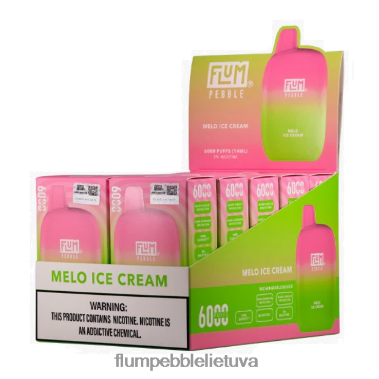 FLUM PEBBLES 6000 išpūtimų 10 pakelių melo ledai D24TT256 Flum Pebble Flavors Ranked
