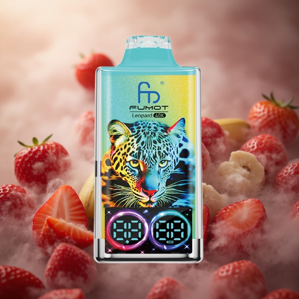 Fumot Leopard 40000 Pūkų Braškės Bananai 0% Nikotino 700mAh Baterija
