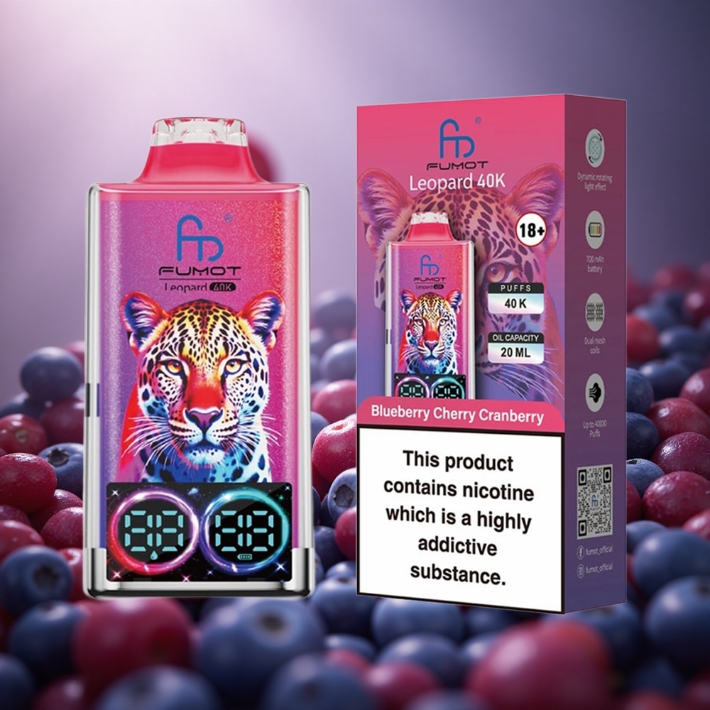 Fumot Leopard 40K Pūsų Vienkartinis Vape Mėlynųjų Uogų & Vyšnių 700mAh Baterija ir Tipo C Įkrovimas