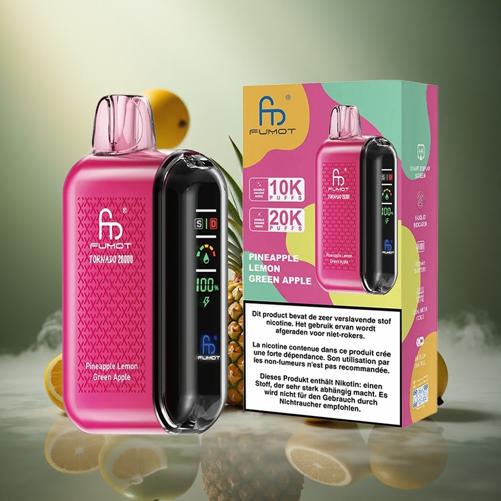 Fumot Tornado 20000 Pūkų Ananasas Citrina Žalioji Obielys 20ml Talpa 850mAh Baterija