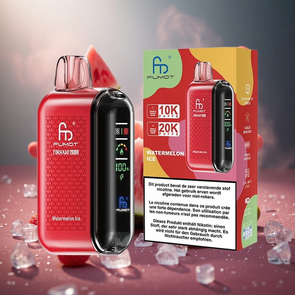 Fumot Tornado 20000 Pūkų Arbūzas Ledas Dual Mesh Coil Smart Display