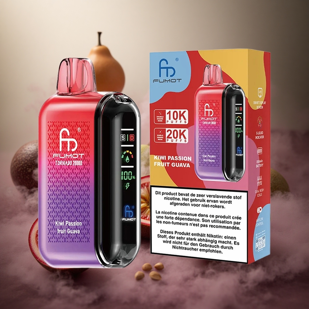 Fumot Tornado 20000 Pūkų Kiwi Pasiflora Gvajava 20ml Talpos 850mAh Baterija