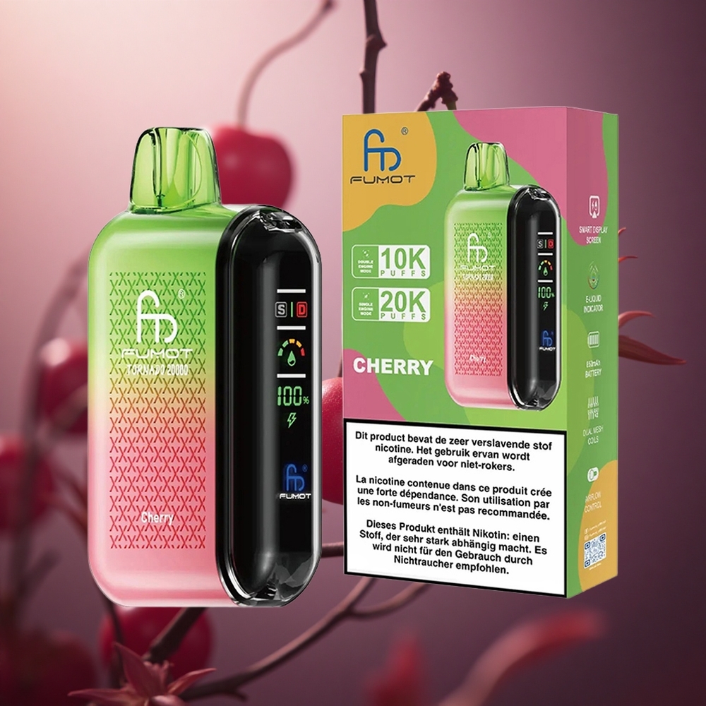 Fumot Tornado 20000 Pūkų Vyšnių 20ml Talpos 850mAh Baterija