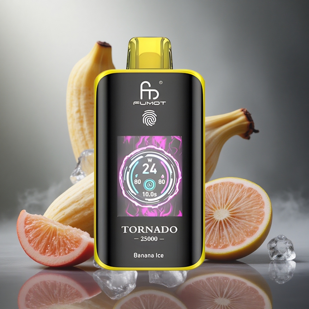 Fumot Tornado 25000 Pūkų Banano Ledas 20ml Išankstinio Užpildo 700mAh Perkraunama Baterija