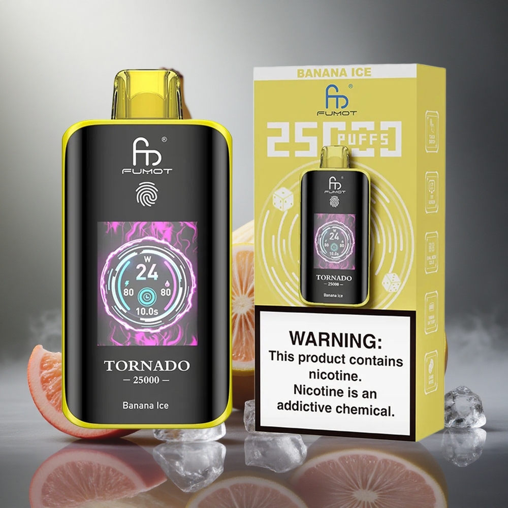 Fumot Tornado 25000 Pūkų Banano Ledas 20ml Išankstinio Užpildo 700mAh Perkraunama Baterija
