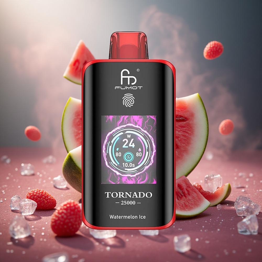 Fumot Tornado 25000 Pūkštelėjimų Arbūzas-Ledas 20ml PD Užpildyta Skysčio ir 700mAh Perkraunama Baterija