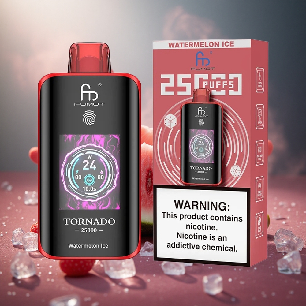 Fumot Tornado 25000 Pūkštelėjimų Arbūzas-Ledas 20ml PD Užpildyta Skysčio ir 700mAh Perkraunama Baterija