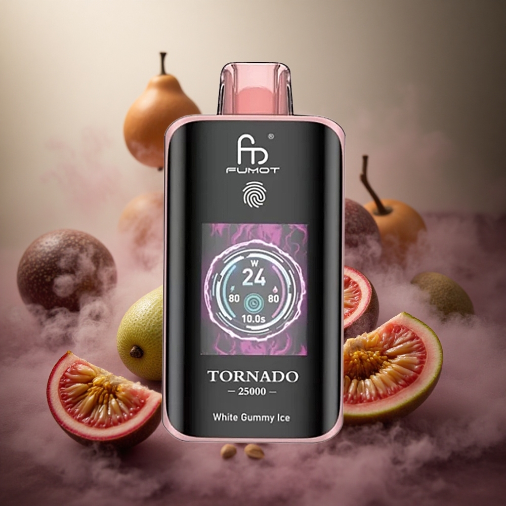 Fumot Tornado 25000 Pūkštelėjimų Kiwi Passion Fruit Guava 700mAh Akumuliatorius 20ml Iš anksto užpildytas Skystis
