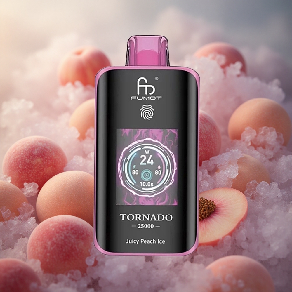 Fumot Tornado 25000 Pūkštelėjimų Sultingos Persiko Ledas 20ml Išankstinio Užpildo 700mAh Įkrovama