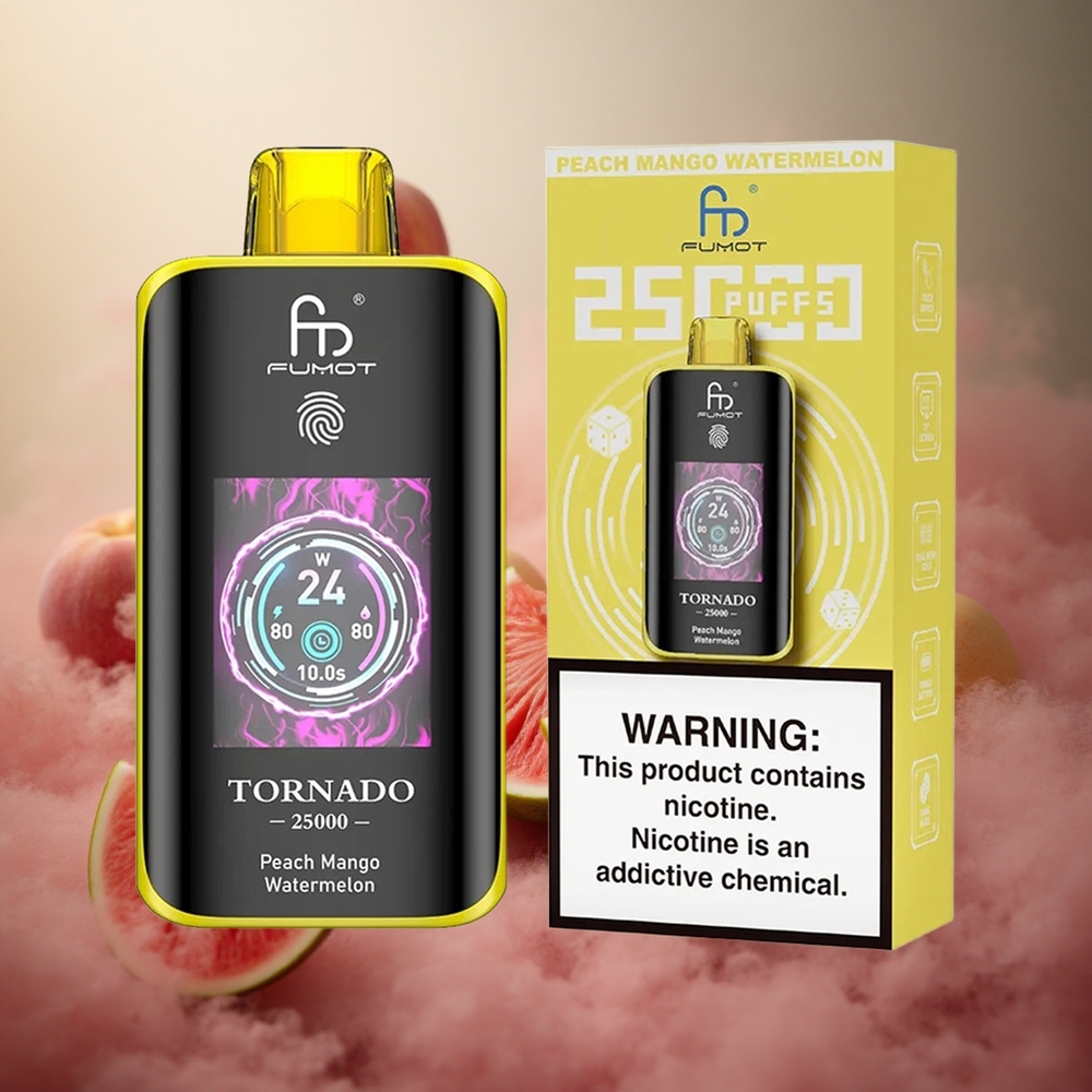 Fumot Tornado 25000 Pūkštelių Persikas Mango Arbūzas 700mAh Akumuliatorius 20ml Skystis