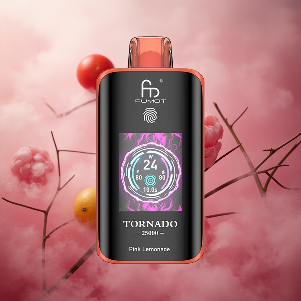 Fumot Tornado 25000 Pūkštelių Rožinė Limonadė 20ml Ikrovos ir 700mAh Akumuliatorius