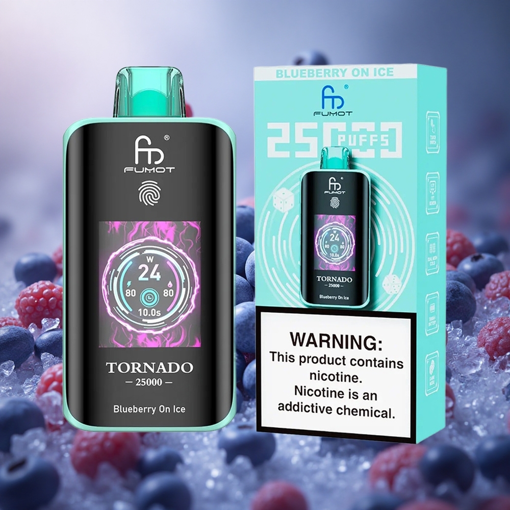 Fumot Tornado 25000 Pūsų Mėlynė Su Ledu 700mAh Kroviklis 20ml Išankstinio Pildymo Skystis