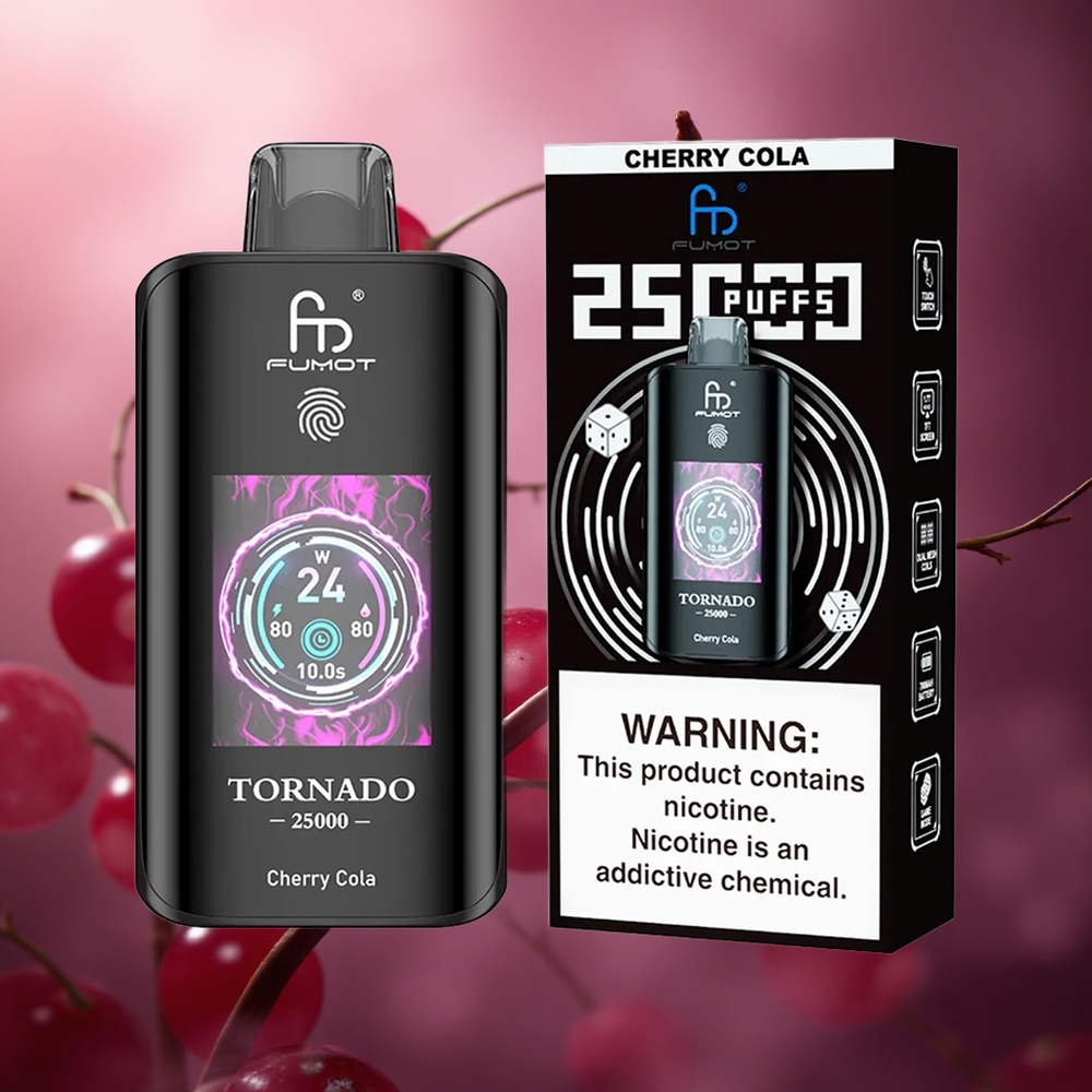 Fumot Tornado 25000 Pruksėjimų Vyšnių Kolos 700mAh Krovimo Baterija 20ml Išankstinio Pildymo Skystis