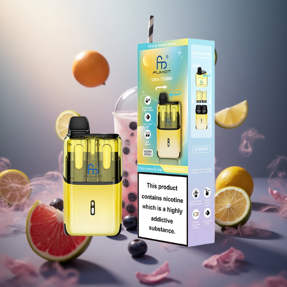 Fumot Ultra T32000 32000 Pūkų 24ml Skysto Citrinų & Mėlynųjų Uogų Fizzy Citrina & Rūgštynė