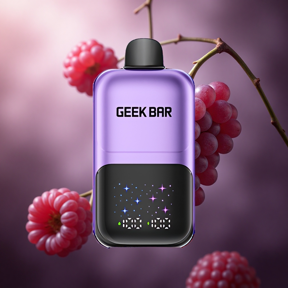 GEEK BAR 2GO 50000 Pūkštelių Vynuogės & Avietės Didelis Ekranas + 20mL Talpos