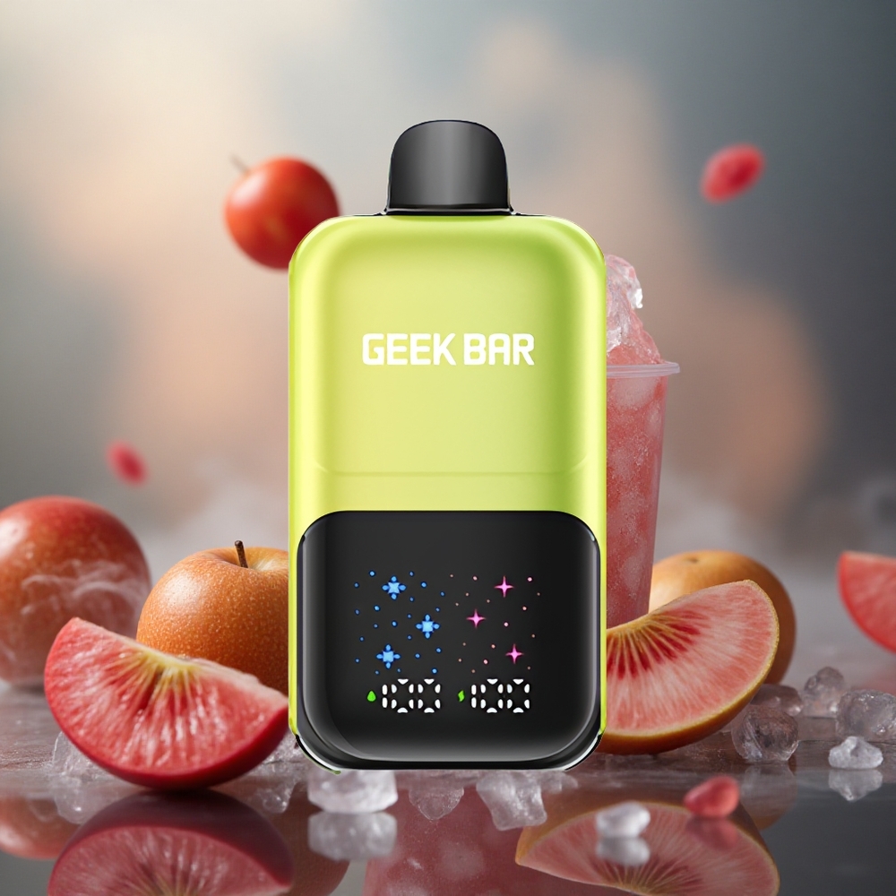 Geek Bar 2GO 50000 Puffų 20ml Rūgštaus Obuolio Ledas Vienkartinis Vape Pen Interaktyvus Didelis Ekranas 5% Nikotino Druska