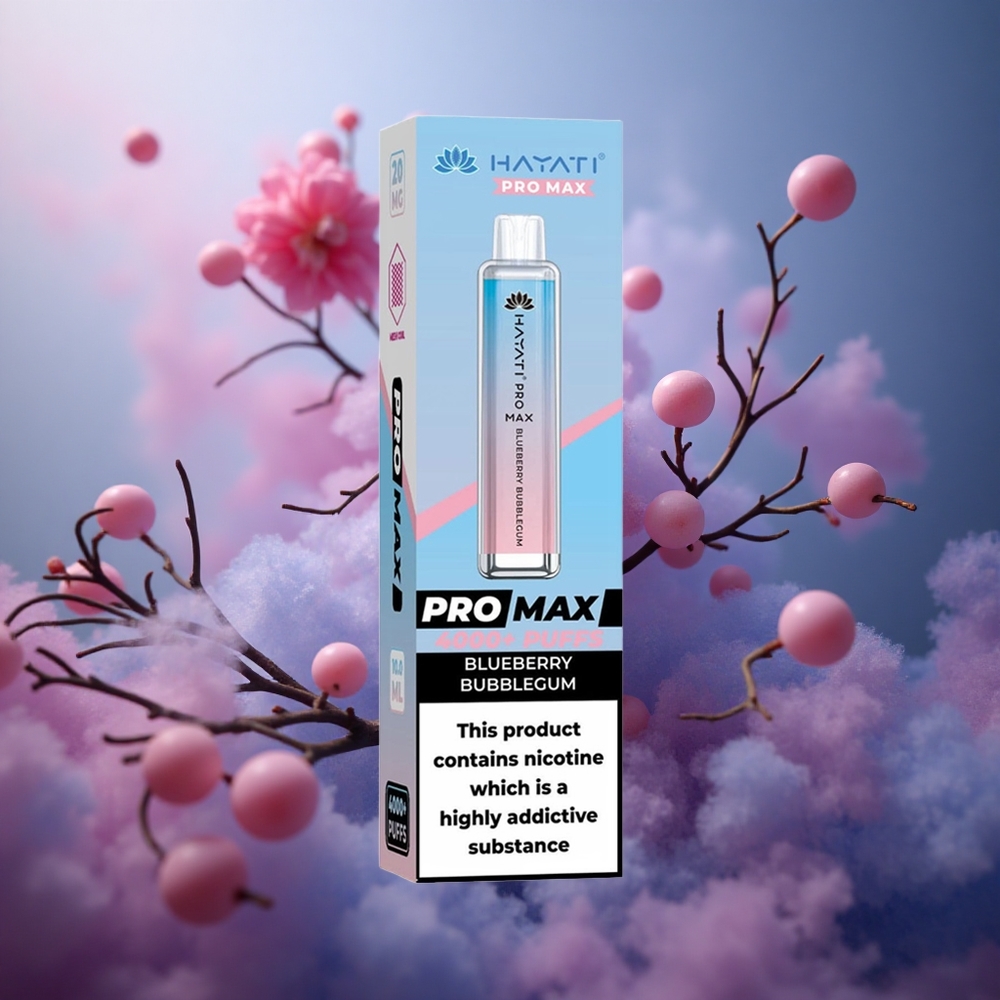 Hayati Pro Max 4000 Pūsų Vienkartinis Vape Mėlynųjų Serbentų Burbulų Guma 2% Nikotino 1400mAh Baterija