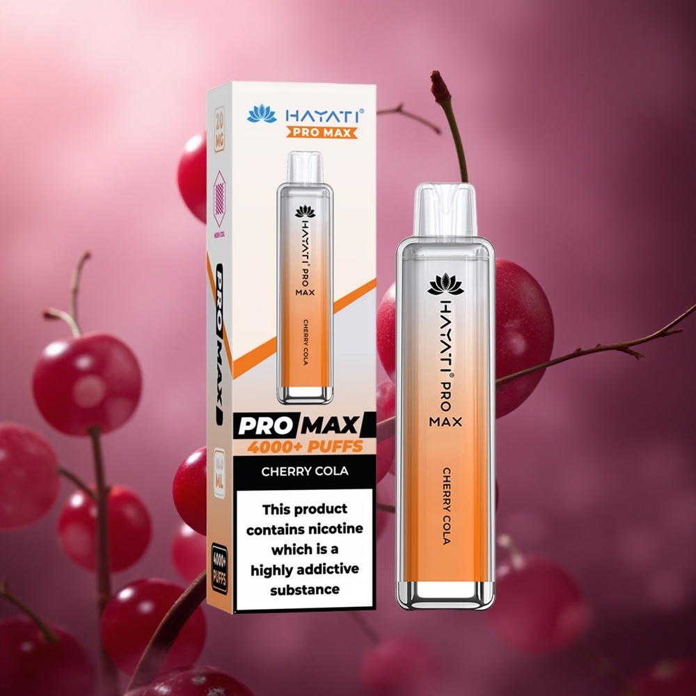 Hayati Pro Max 4000 Pūsų Vienkartinis Vape Vyšnių Kola + 2% Nikotino ir 1400mAh Baterija