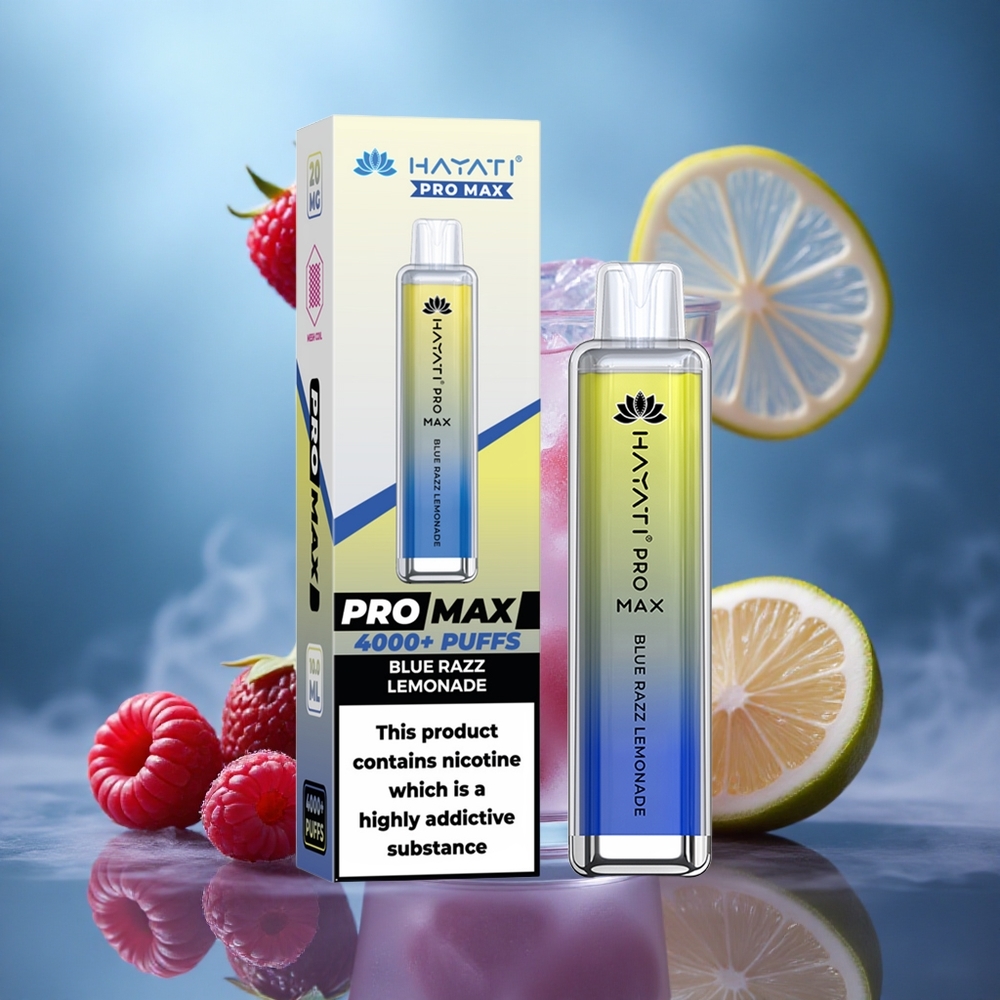 Hayati Pro Max 4000 Pūsmai Mėlynųjų aviečių limonadas su 2ml bakas ir 1400mAh baterija