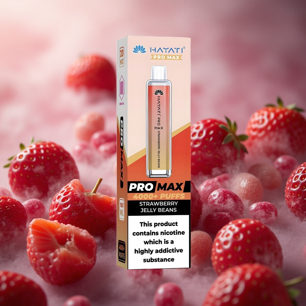 Hayati Pro Max 4000 Potėpių Vienkartinis Vape Braškinių Želė Pupelių + 1400mAh Baterija + 2% Nikotino