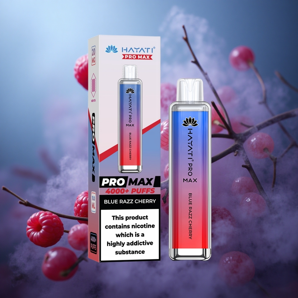 Hayati Pro Max 4000 Potempiai Vienkartinis Vape Mėlyna Avietė Vyšnia Rezervuaras 2ml + 10ml Automatinis Papildymas