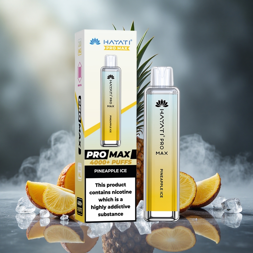 Hayati Pro Max 4000 Potepiai Vienkartinis Vape Ananasų Ledas 2ml bakelis su 10ml automatinio papildymo 1400mAh akumuliatorius