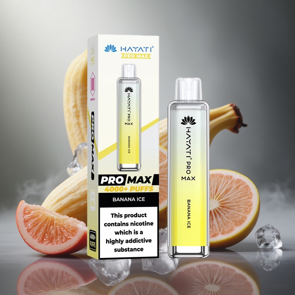 Hayati Pro Max 4000 Potepiai Vienkartinis Vape Bananas Ledas 2ml bakelis su 10ml automatinio užpildymo 1400mAh baterija