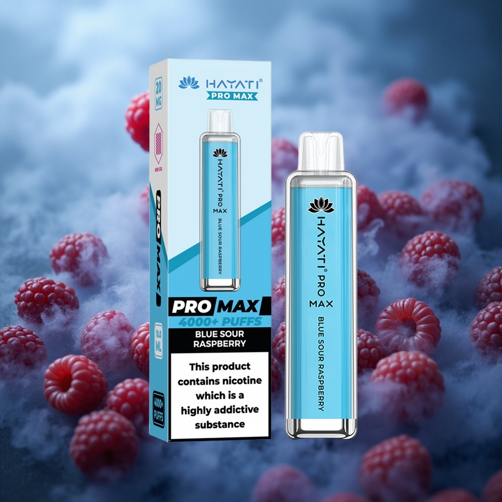 Hayati Pro Max 4000 Potepiai Vienkartinis Vape Mėlyna Rūgščioji Avietė 2% Nikotino 1400mAh Baterija
