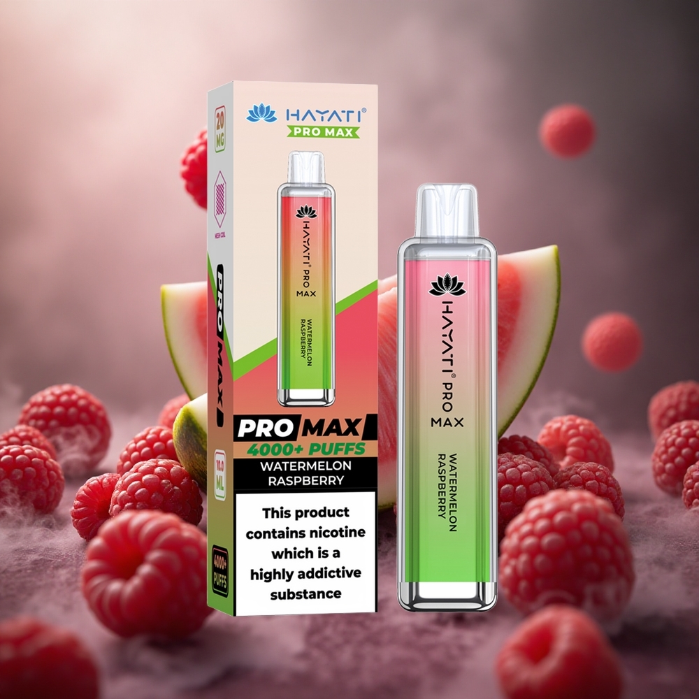 Hayati Pro Max 4000 Potraukiai Vienkartinis Vape Arbūzas Avietė 2ml bakas su 10ml automatinio papildymo