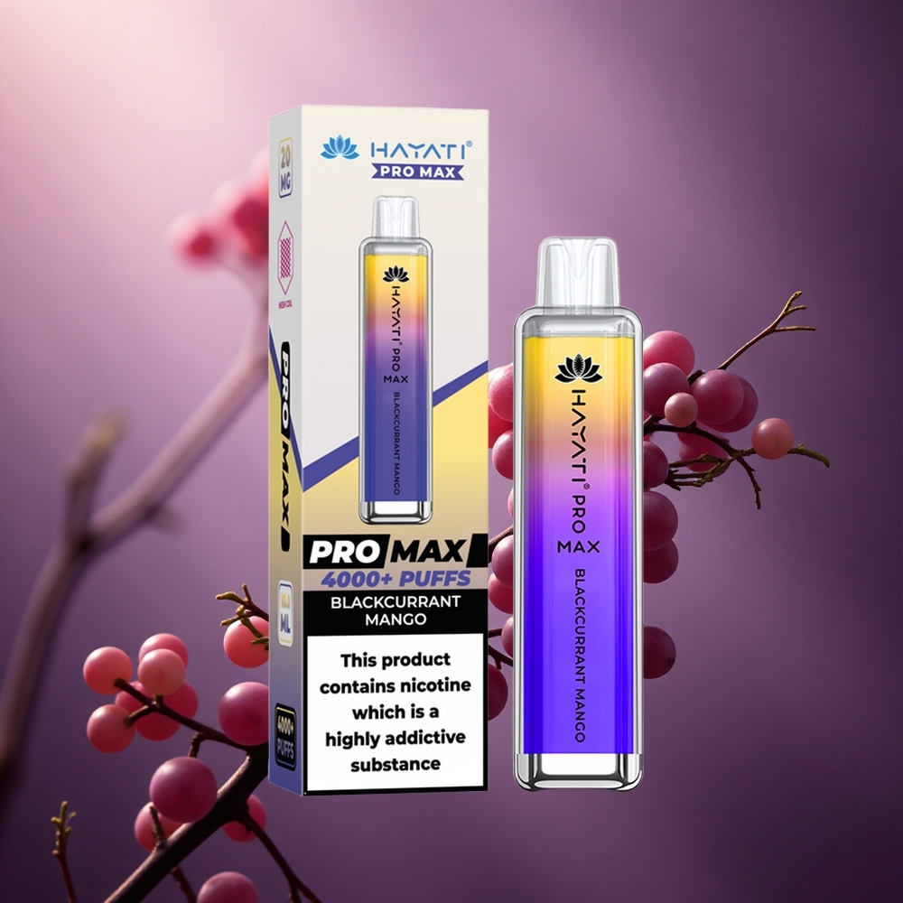 Hayati Pro Max 4000 Potraukiai Vienkartinis Vape Juodųjų Serbentų Mango 1400mAh Akumuliatorius 5% Nikotino