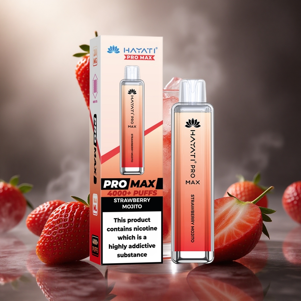 Hayati Pro Max 4000 Pruokų Vienkartinis Vape Braškių Mojito + 1400mAh Akumuliatorius ir 2ml Bakas
