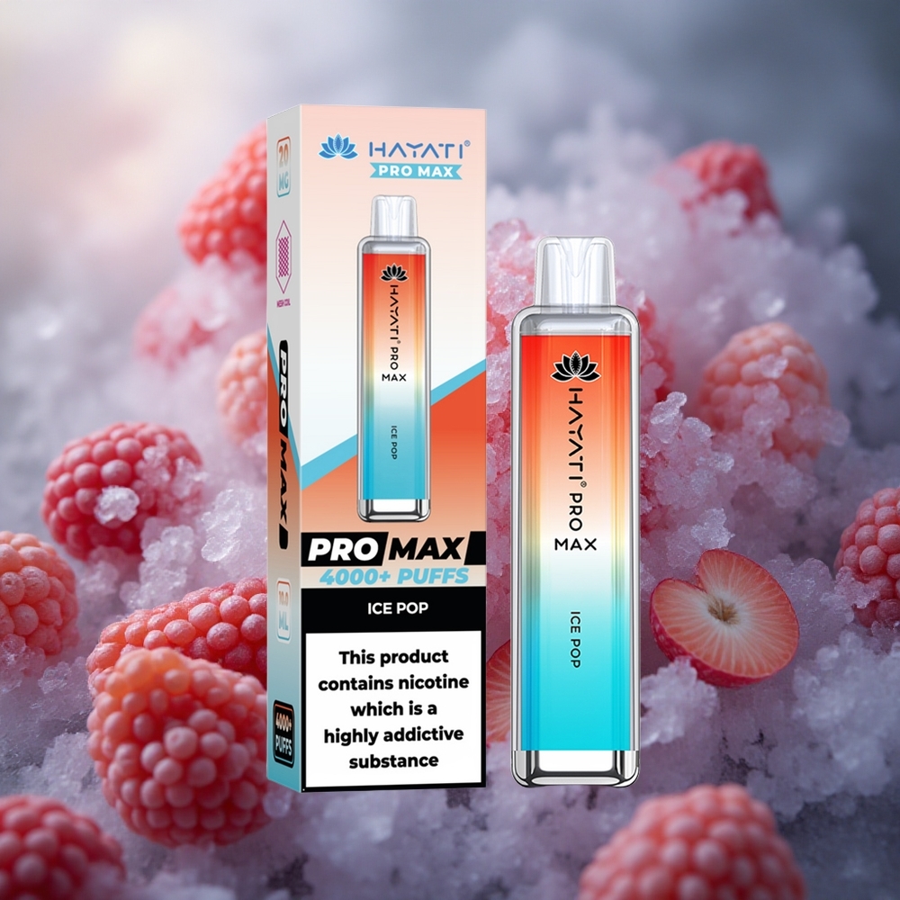 Hayati Pro Max 4000 Pučiai Vienkartinis Vape Ledinė Šerbetė 2% Nikotino 1400mAh Baterija