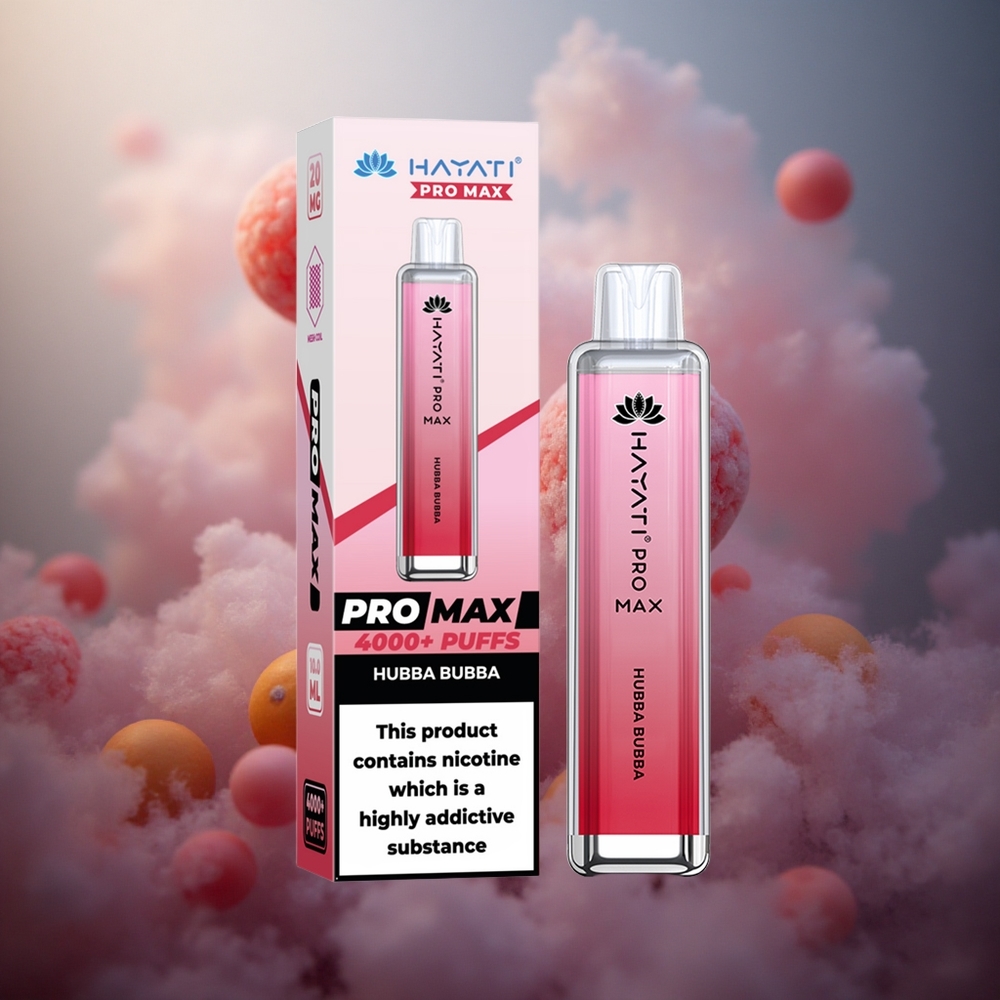 Hayati Pro Max 4000 Pūtai Vienkartinis Vape Hubba Bubba 2ml bakas su 10ml automatinis papildymas 1.1 omų dviguba tinklelio apvija