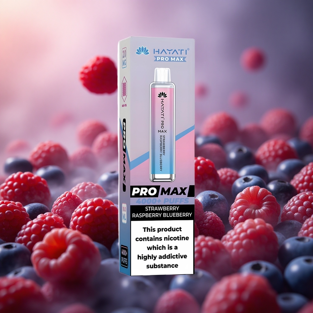 Hayati Pro Max 4000 Puffs Disposable Vapas Braškė Avietė Mėlynė 1400mAh 2ml bakelis