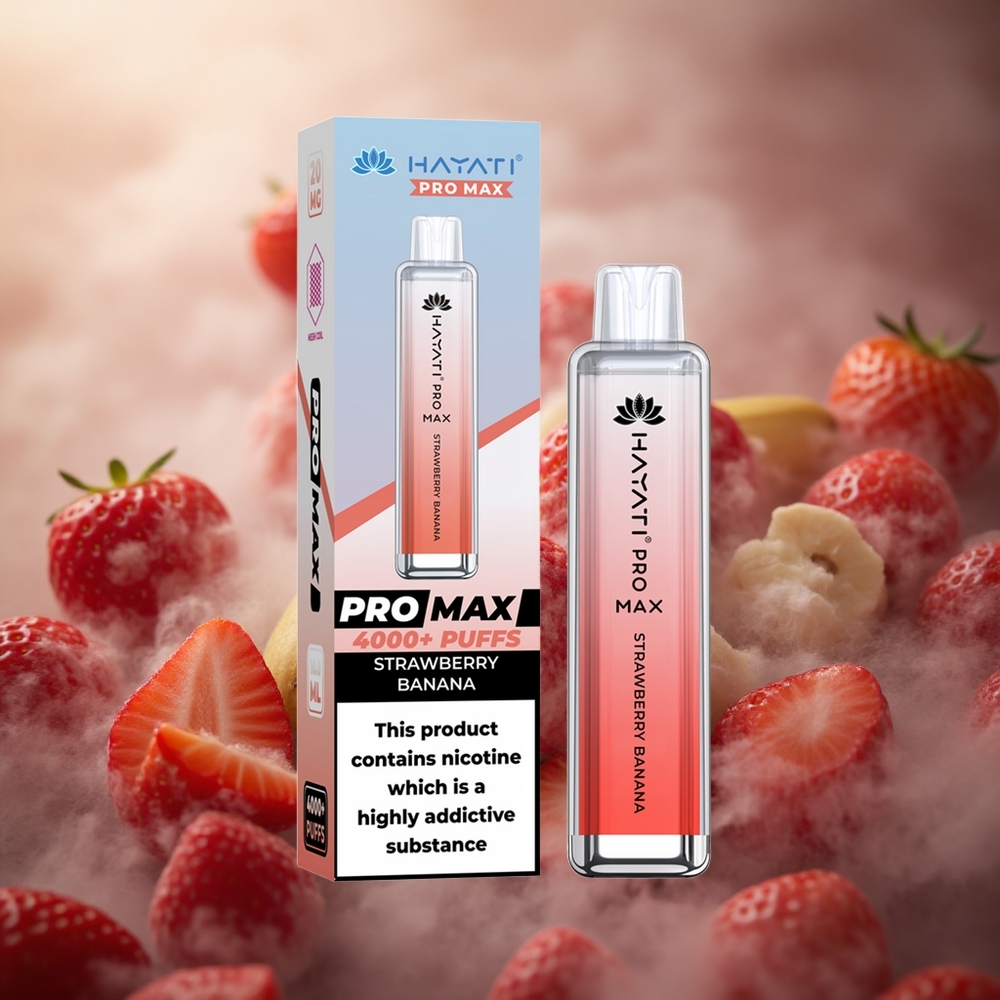 Hayati Pro Max 4000 Puffs Vienkartinis Vape Braškių Bananų 2% Nikotino 1400mAh