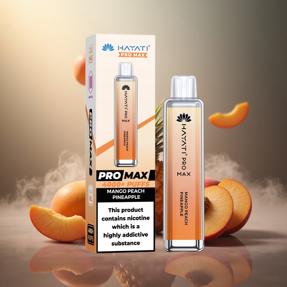 Hayati Pro Max 4000 Smūgių Vienkartinis Vape Mango Persikas Ananasas 2ml bakas su 10ml automatinio papildymo 1400mAh įkroviama baterija