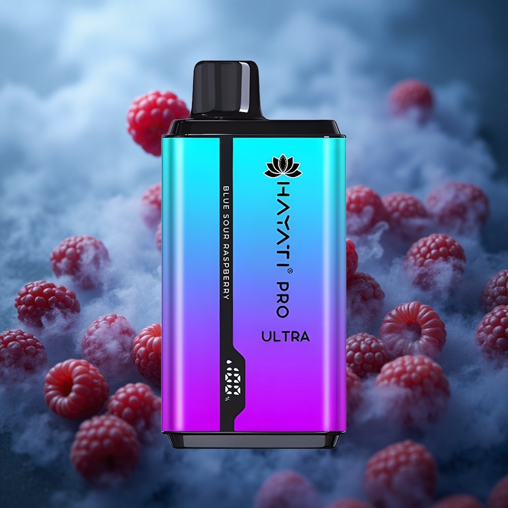 Hayati Pro Ultra 15000 Pūkų Mėlynų Rūgščių Aviečių 850mAh 24ml E-skysčio Talpa