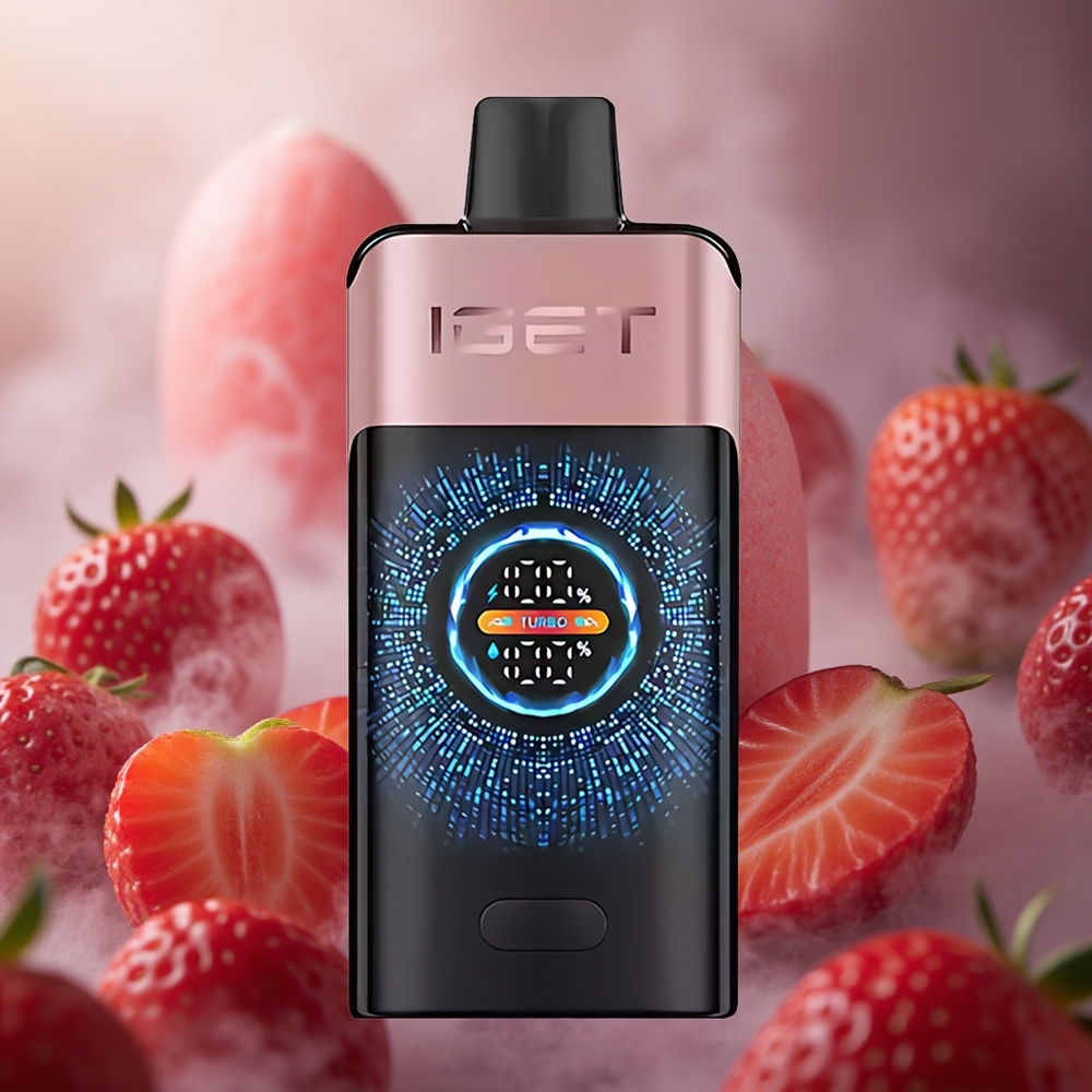 IGET ONE 12000 Pūkų Vienkartinis Vape Chupa Chups Braškė + 2700 mAh Baterija + 0,6 omų Dvigubas Tinklelio Apvija
