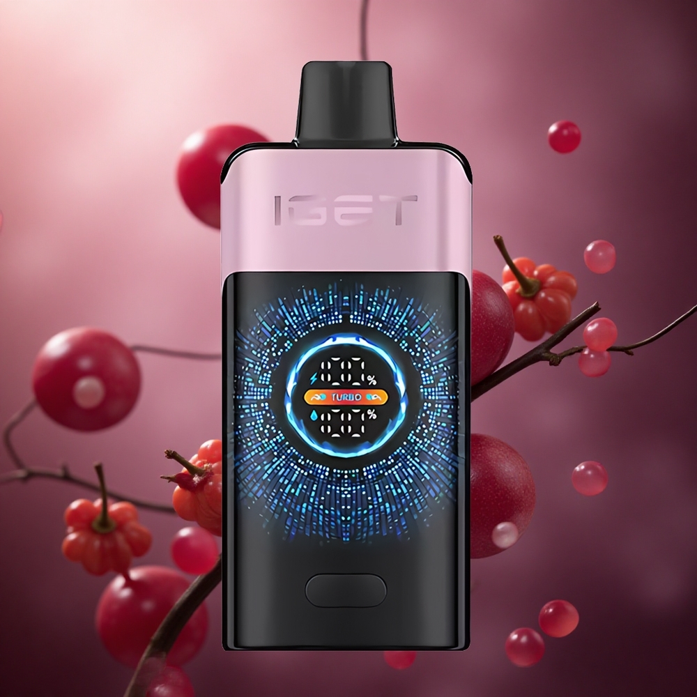 IGET ONE 12000 Pūkšt. Vienkartinis Vape Vyšnios Granatas + 2700 mAh Baterija + 0,6 omų Dvigubas Tinklelinis Apvokas