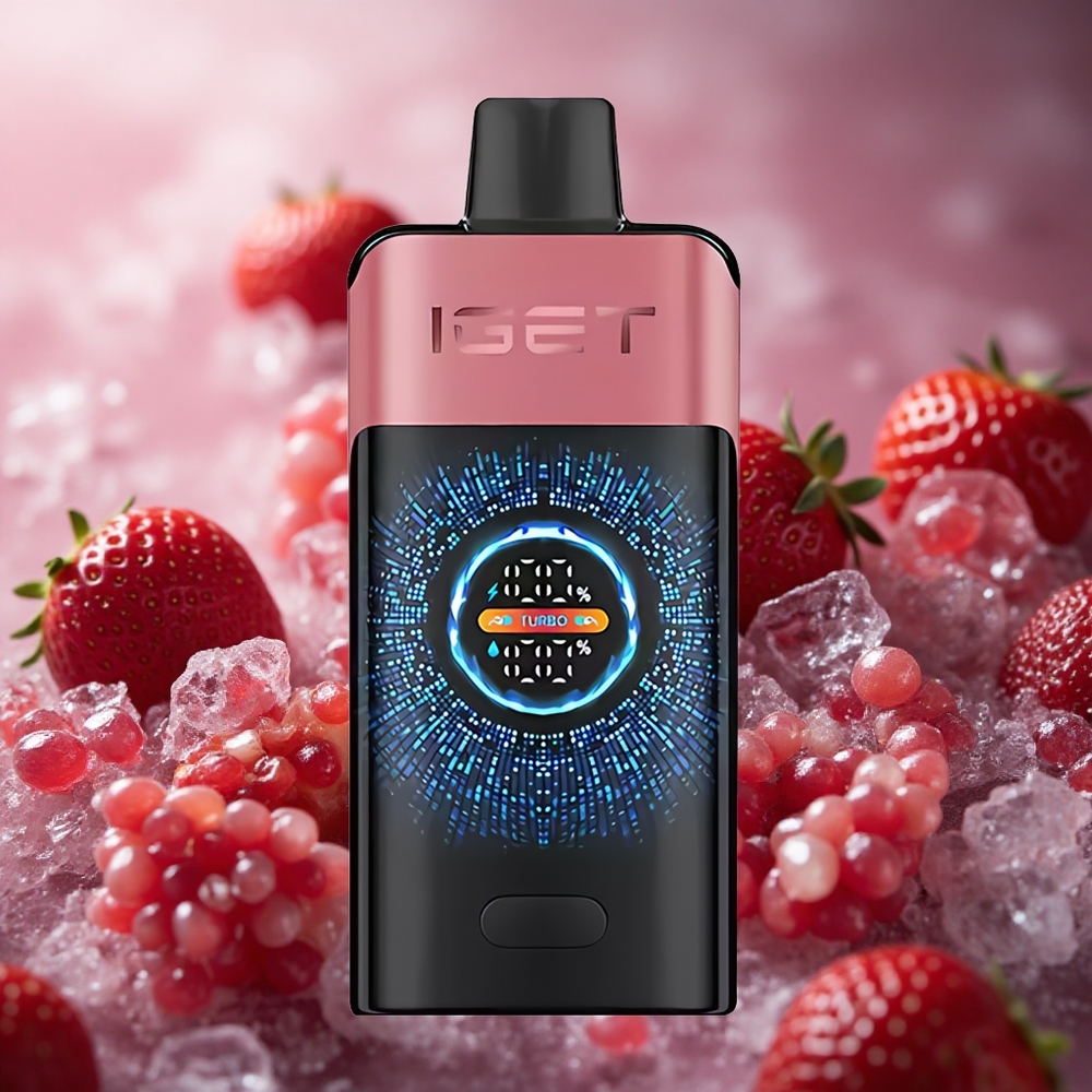 IGET ONE 12000 Pūkštelėjimų Vienkartinis Vape Braškė Granatas Ledas Didelis Išlenktas Spalvotas Ekranas + 2700 mAh Baterija