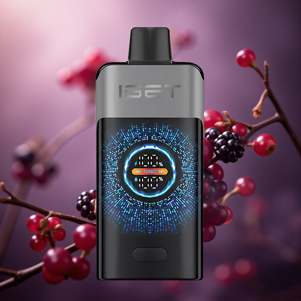 IGET ONE 12000 Pūkštelių Vienkartinis Vape Juodoji Uoga Vyšnia Granatas Didelis Išlenktas Spalvotas Ekranas + 2700 mAh Baterija